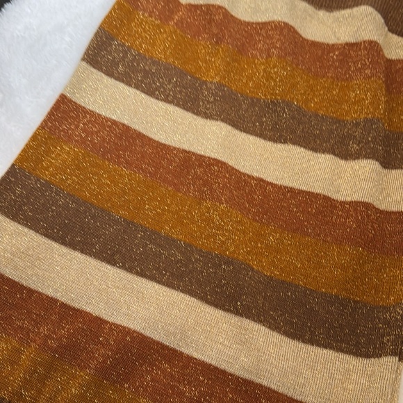 Lucca Striped Brown and Tan Metallic Knit Top Size S - Picture 5 of 10